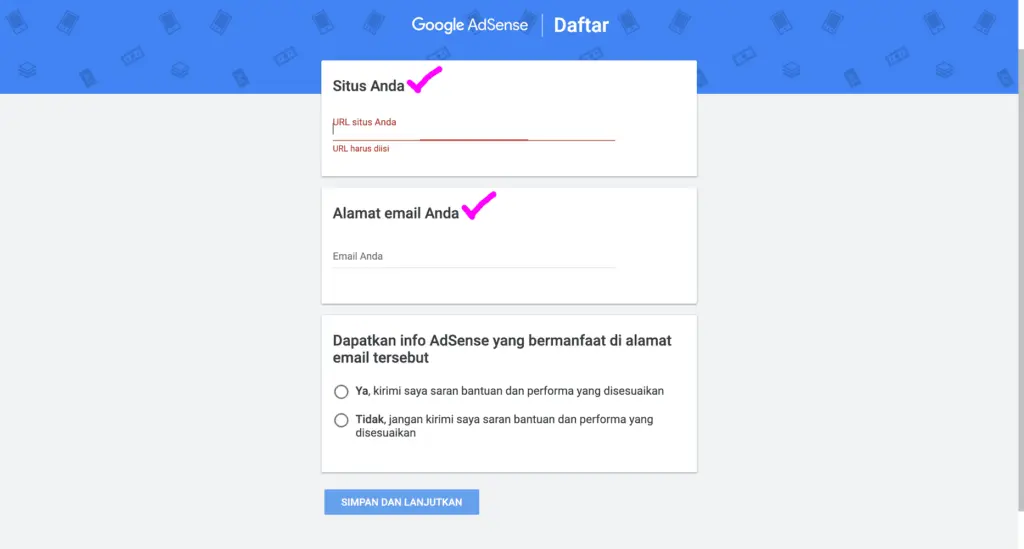 Pendaftaran Google Adsense