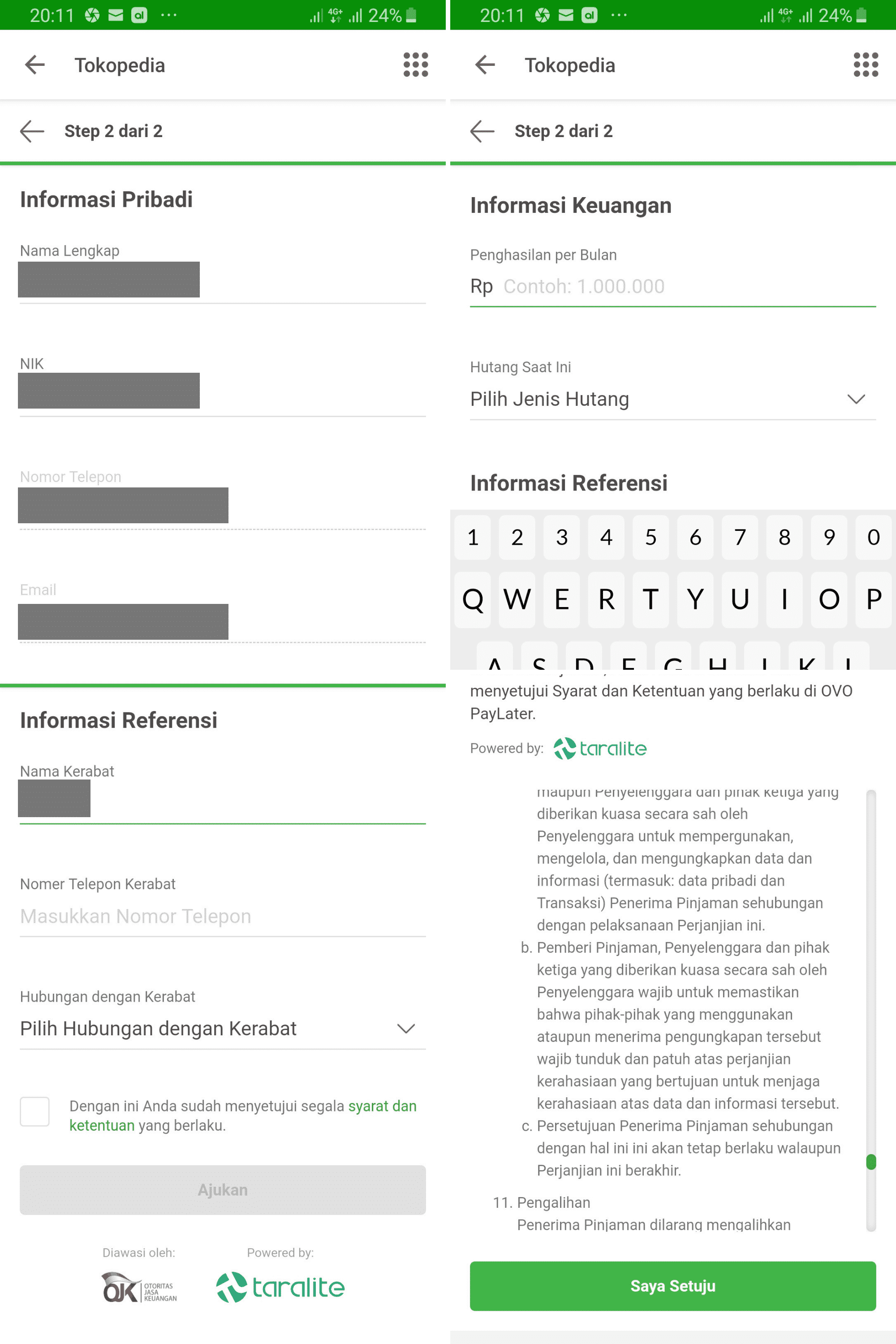 Isi Data OVO PayLater di Tokopedia