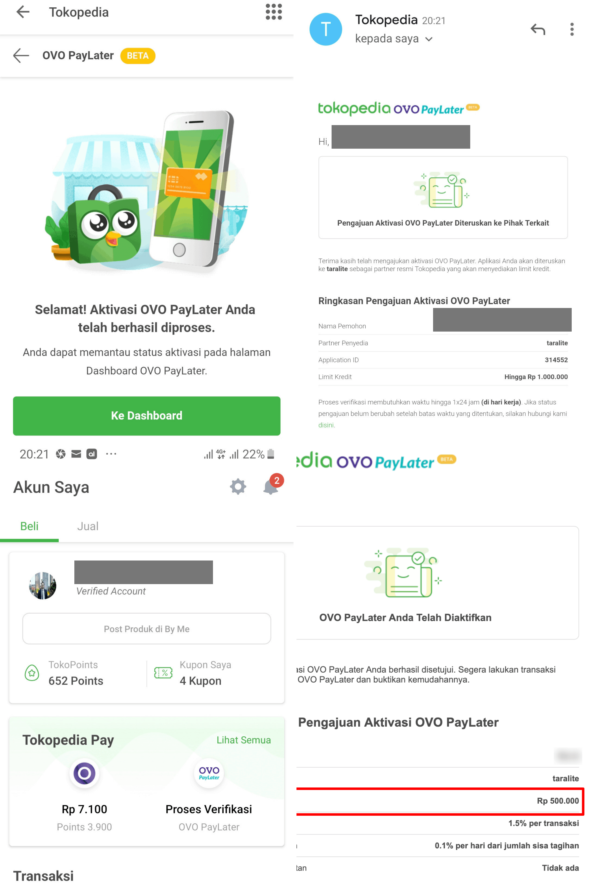 Persetujuan OVO PayLater di Tokopedia