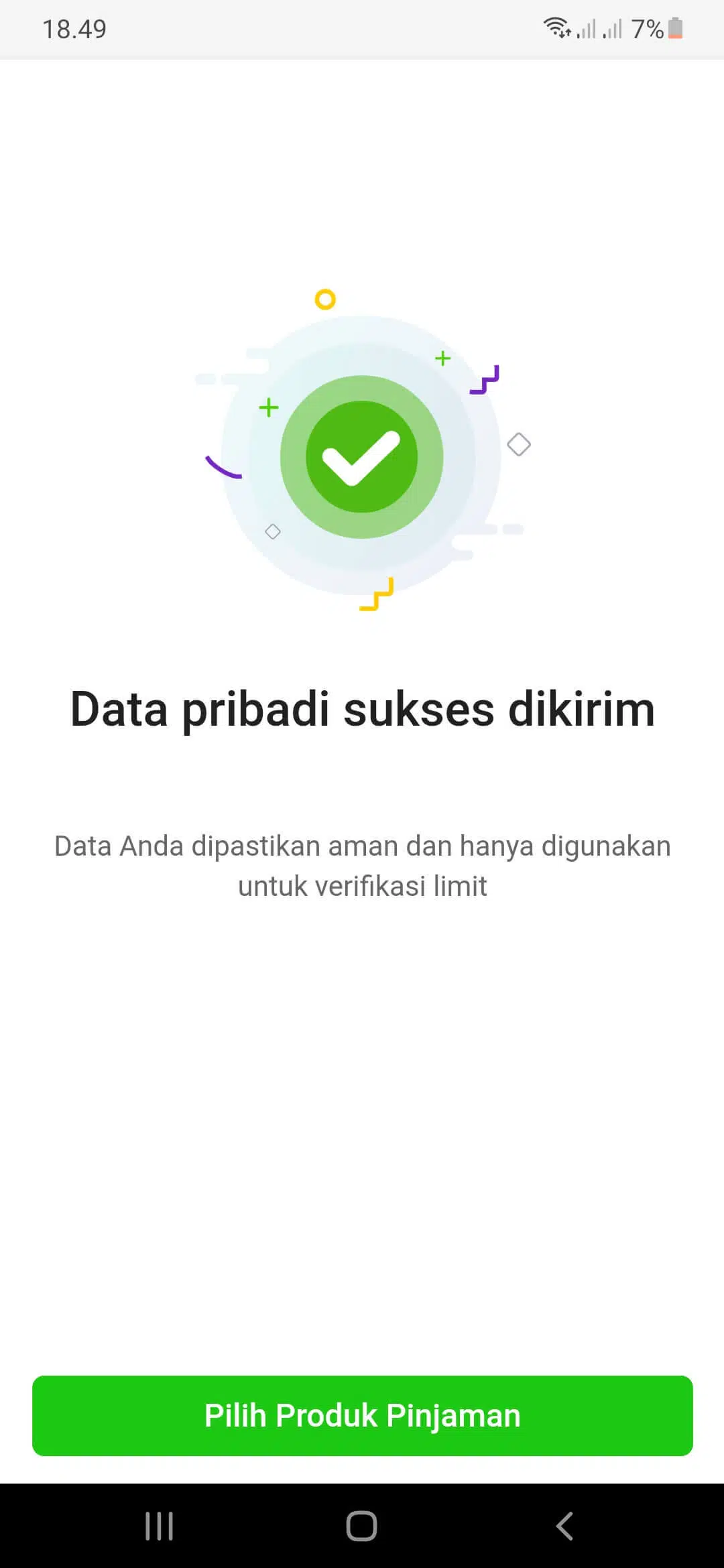 Data Pengajuan Berhasil Dikirim