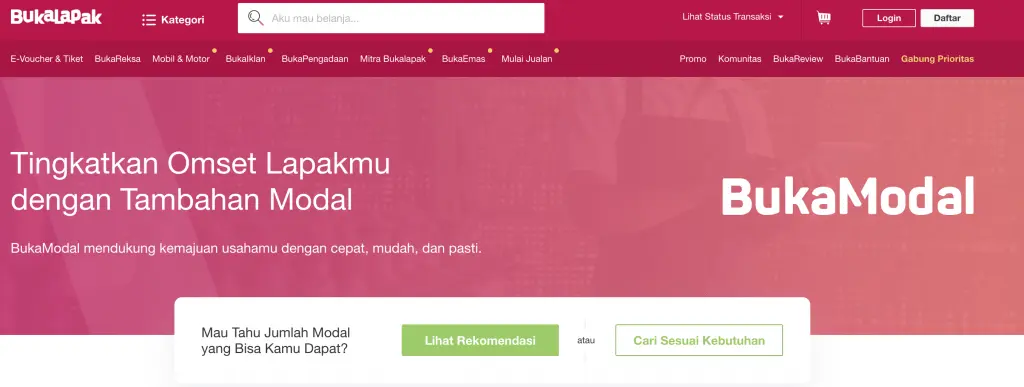 BukaModal BukaLapak Pinjaman Modal Usaha