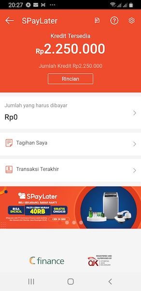 Shopee menawarkan konsumen cara pembayaran cicilan disebutnya SPaylater