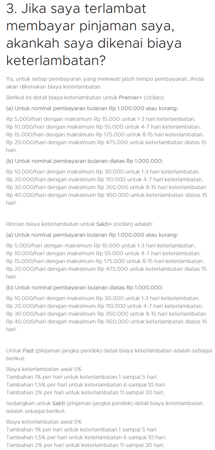 Biaya Keterlambatan Pinjaman Online