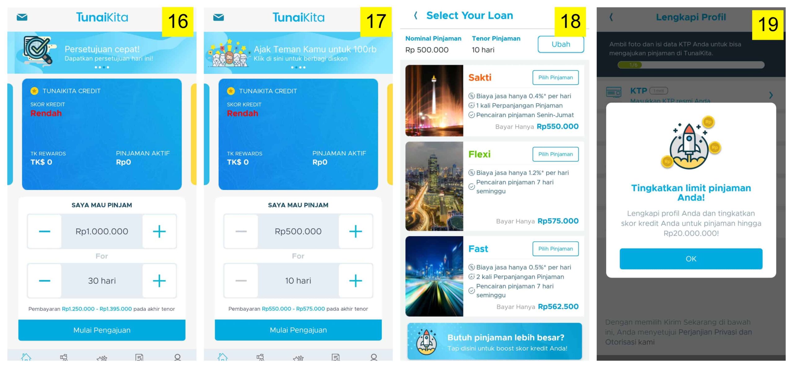 Pilihan Plafon dan Tenor Pinjaman Uang Online