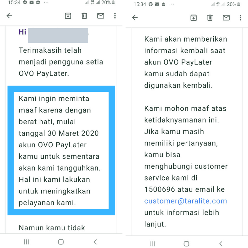 Pembekuan OVO Paylater