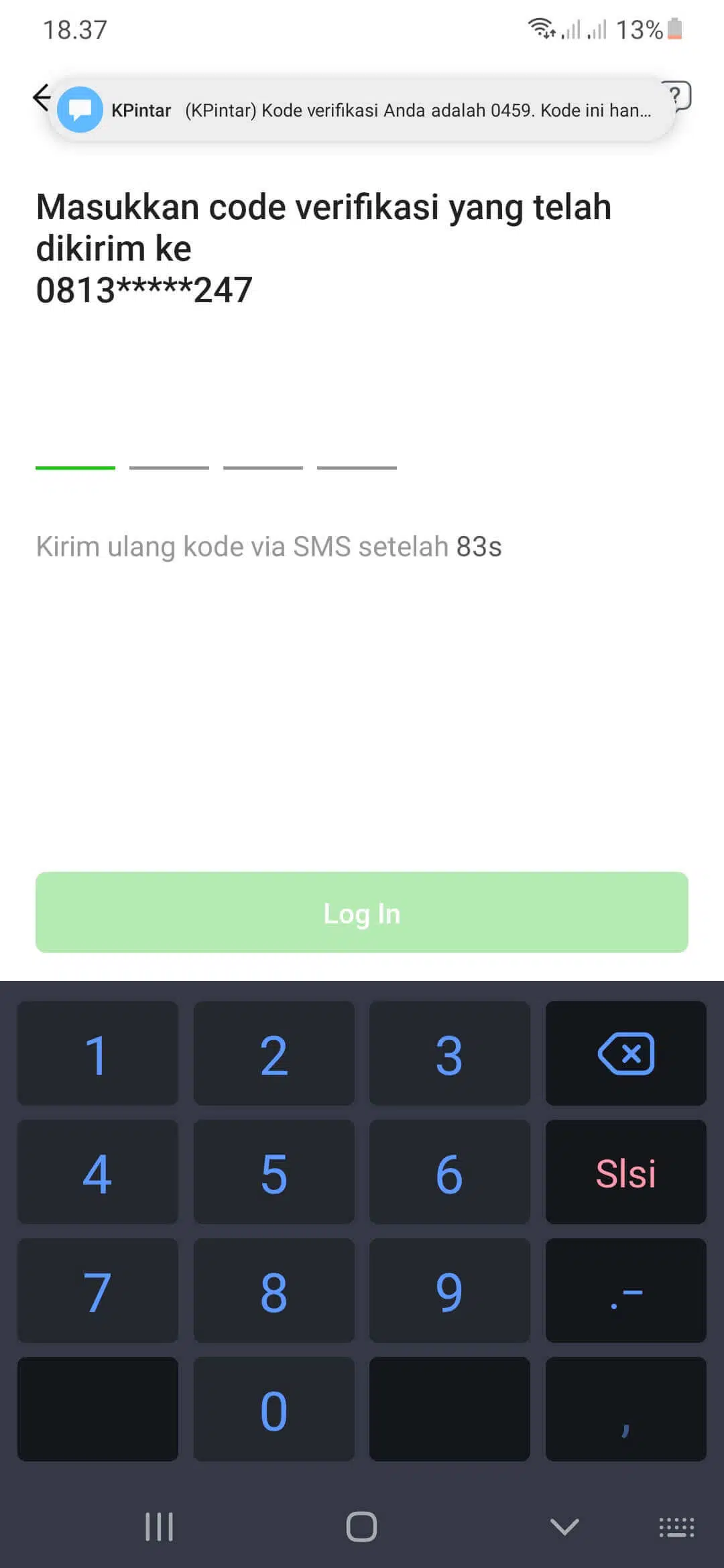 Verifikasi SMS OTP